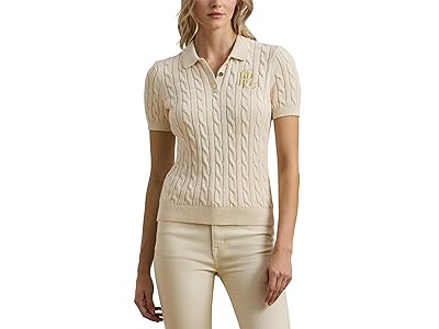 Lauren Ralph Lauren Cable-Knit Cotton Polo Sweater Women