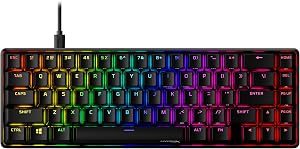 HyperX Alloy Origins 65, Tastiera Meccanica da Gaming Cablata, Illuminazione RGB, Telaio in Alluminio, 80 Milioni di Pressioni Garantite, Cavo USB-C, 3 Dispositivi Collegabili, Layout Inglese, Nera