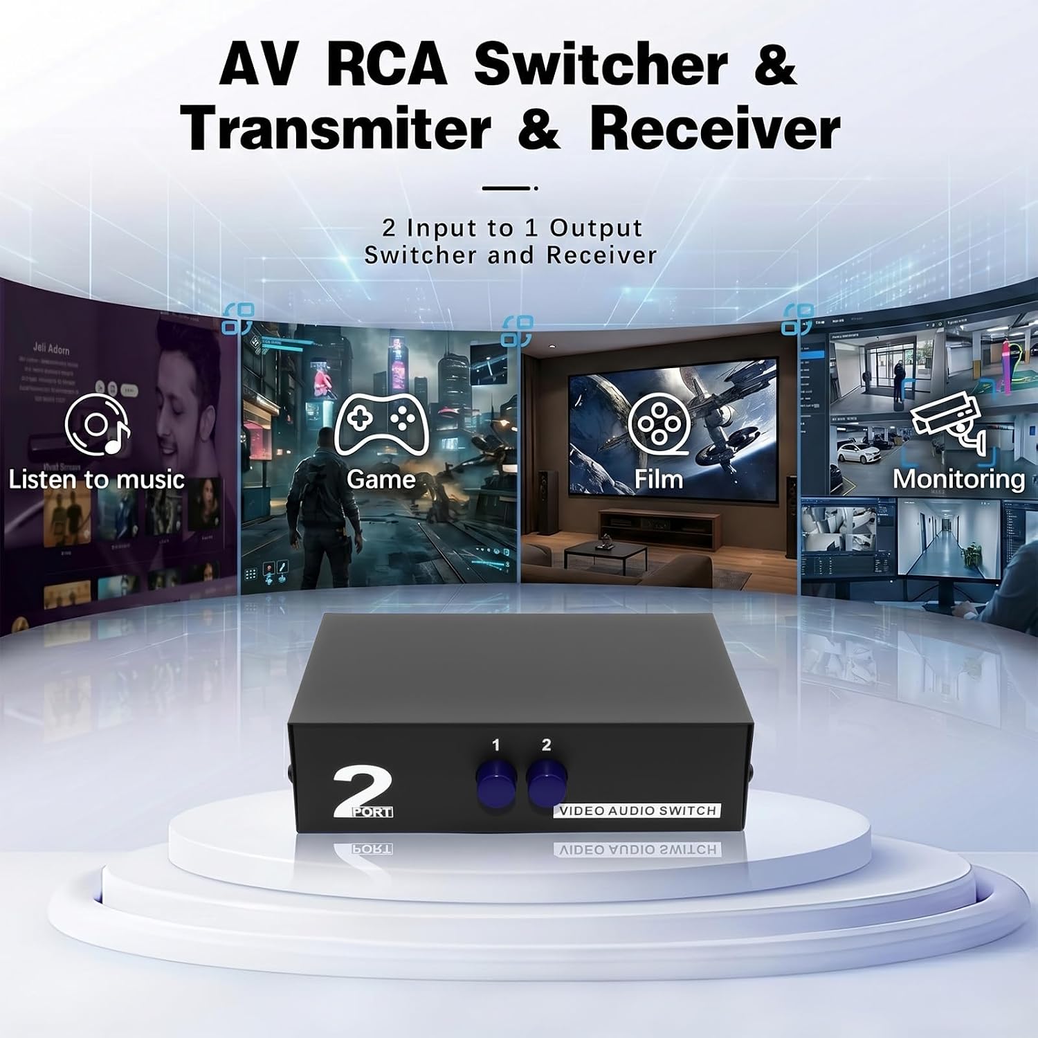 Duttek 2 Port RCA AV Switch Box, 2 in 1 Out Composite Video Audio Selector, RCA Switcher for DVD, Game Console, STB to TV image 3