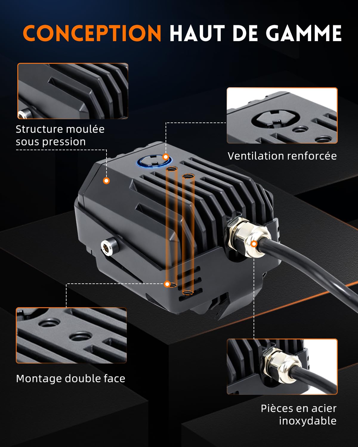CO Light - Luces adicionales para moto antiniebla LED 20000LM Gen 2 faro de moto 7 modos estroboscópicos IP68 para conducción nocturna lluvia carretera montaña seguridad con kit haz y soportes de 18 a
