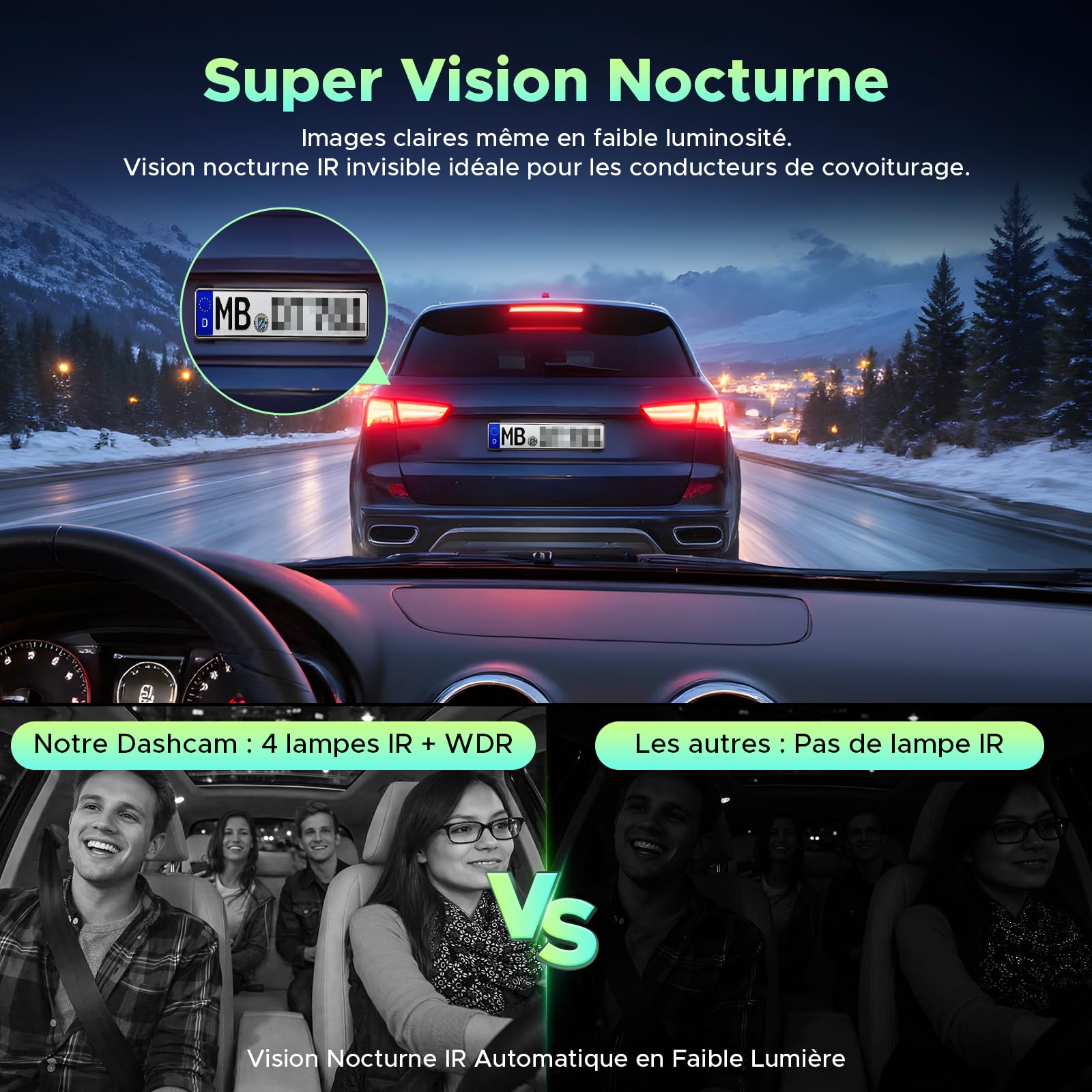 LAMTTO 4 Canaux Dashcam Voiture 360°, Caméra Voiture 2K Avant 1080P Arrière Côtés Intérieur, Wi-FI 5GHz, Capteur G Surveillance de Parking, Hardwire Kit - Idéal pour VTC, Taxi et Sécurité Routière