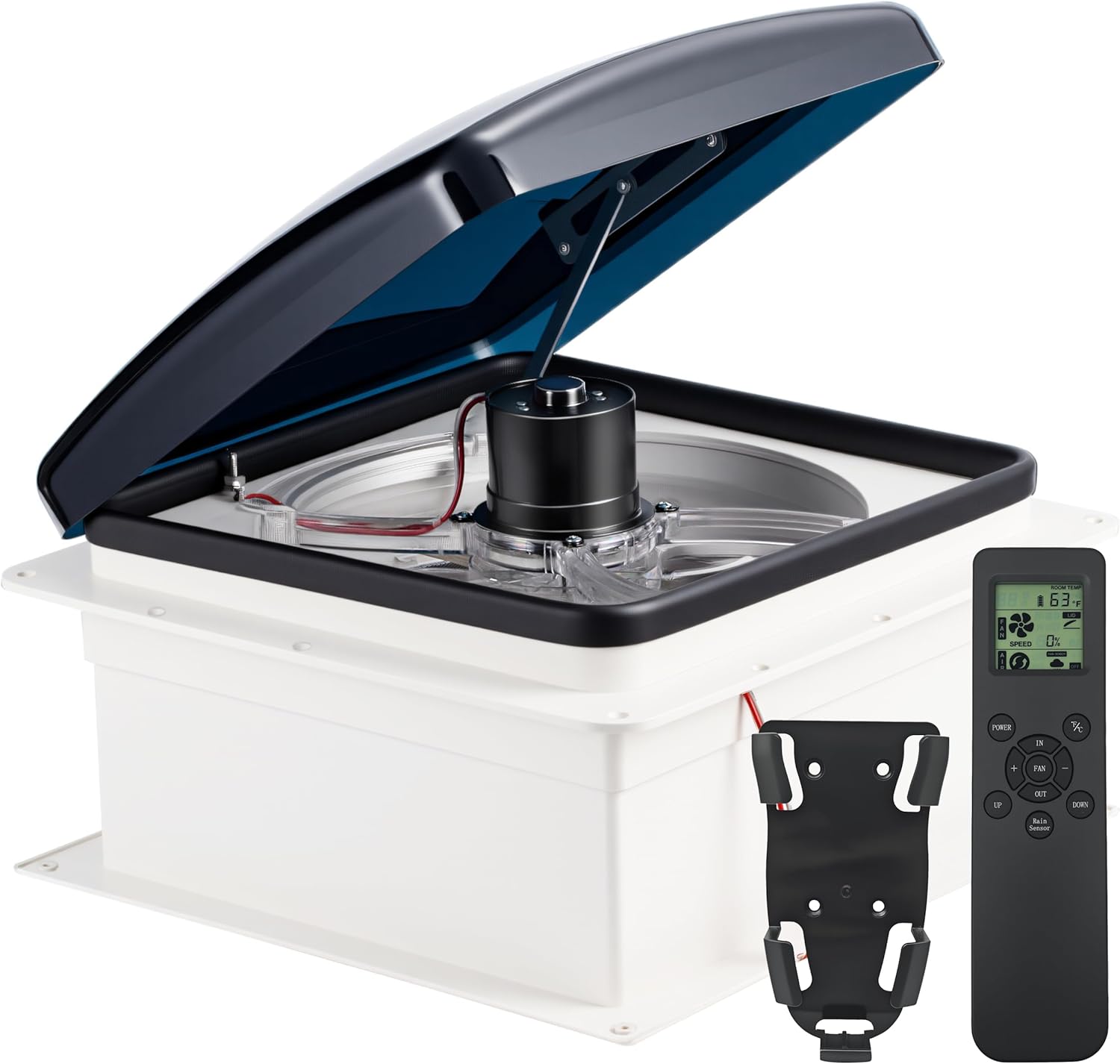 RV Vent Fan 14×14, 10-Pace Roof Vent Fan with Distant Management & Rain Sensor, 12V RV Exhaust Fan, Handbook/Auto RV Ceiling Air flow Fan for Camper Trailer