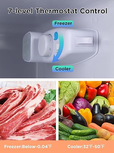 Miniatura 7 de Refrigerador compacto de 3.5 pies cúbicos con congelador, refrigerador pequeño retro con control de termostato ajustable, mini refrigerador con 2