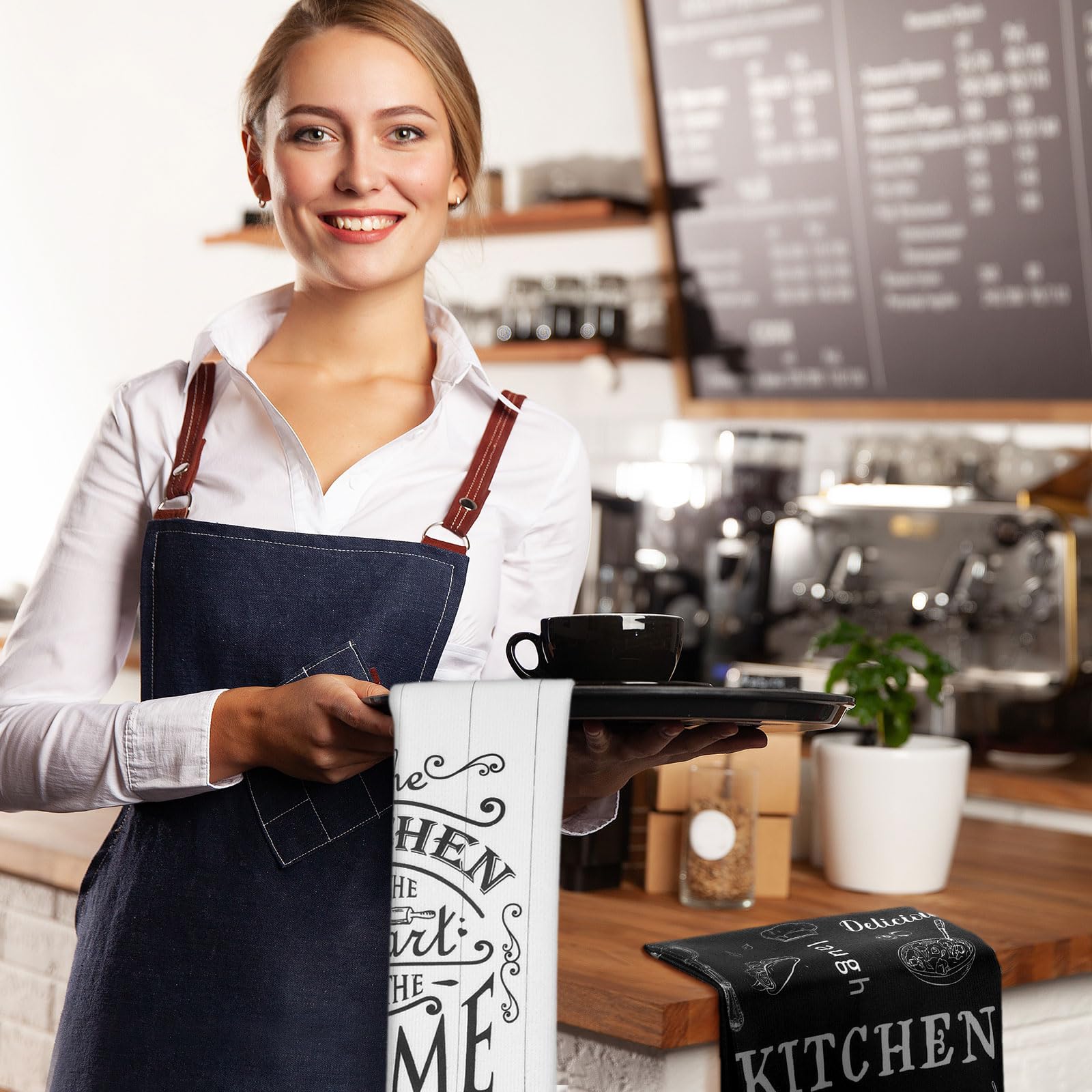 Bencailor 6 Pcs Home Kitchen Towels Decorative Sets Dish Towels Absorbent Fast Drying Hand Tea Vintage Hanging Reusable Cleaning Dishcloths for Cooking Farmhouse Bathroom Accessory