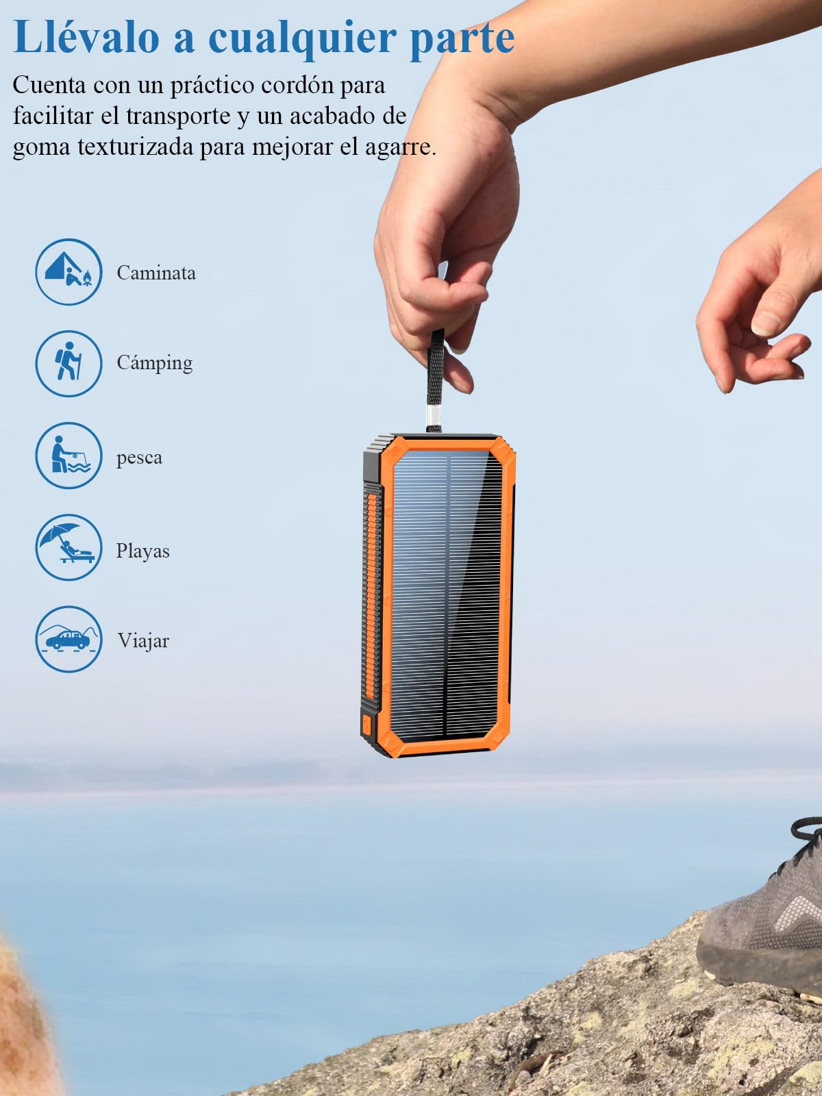 Chargeur Solaire 20000mAh PD20W Batterie Externe Solar Power Bank Chargeur Portable USB C Charge Rapide Compatible avec Téléphone Tablette