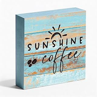 Summer Coffee Sign - Sunshine Coffee Decor, Rustic Farmhouse Wall Art fo...