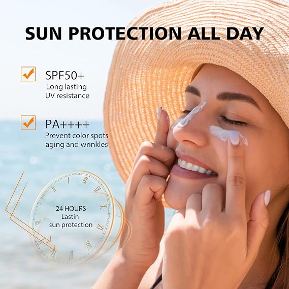 Tinted Moisturiser SPF 50+,Sunscreen for Face,Daily Face SPF 50 Invisible Tint,Hydrating&Waterproof Tinted Sunscreen SPF 50,UVA/UVB Broad Spectrum Protection,Oil Control,Natural Finish for Women