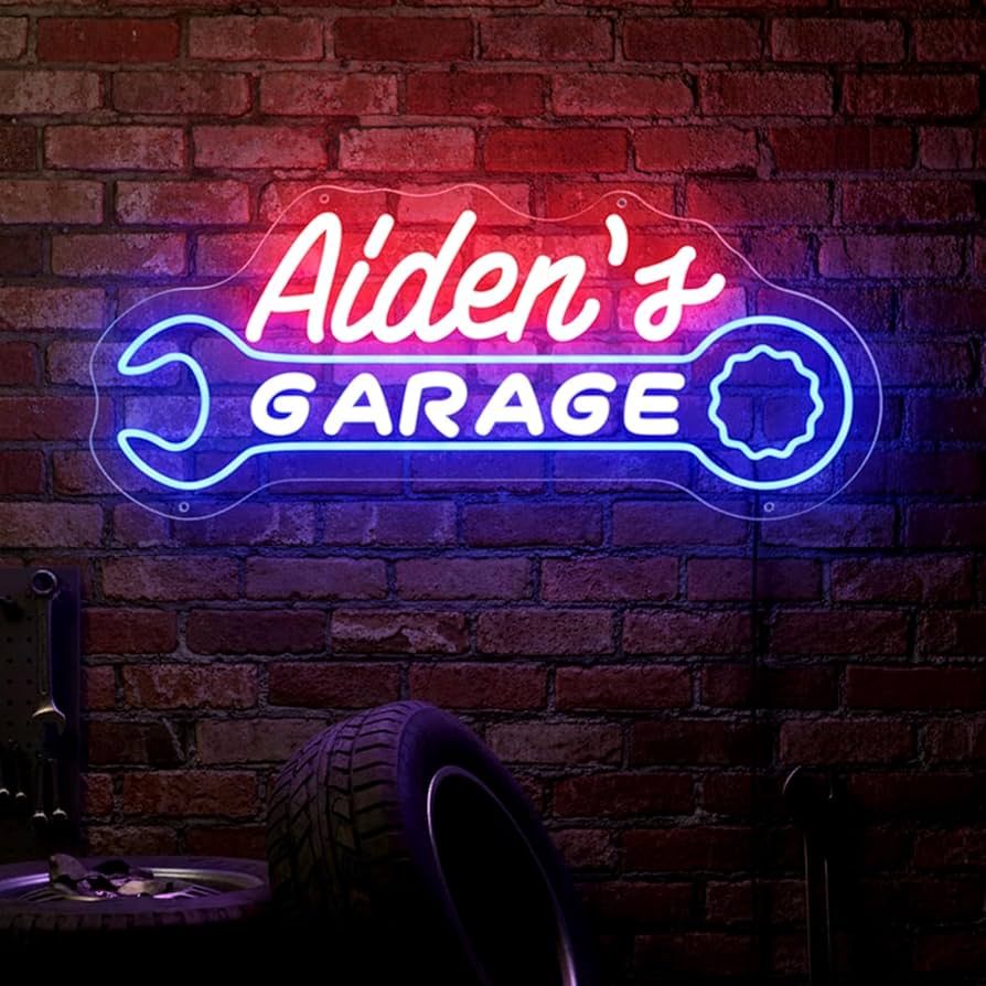 Garage Neon Sign for Mens Wall Decor, Custom LED Light Car signs