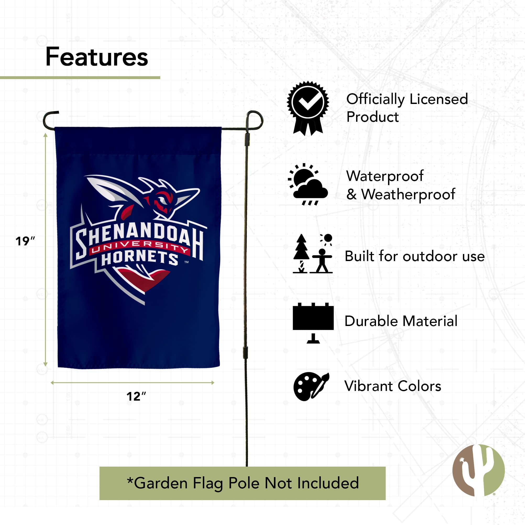 Drapeau De Jardin Shenandoah University - 33x48 Cm - Tissu Soyeux - Logo Officiel