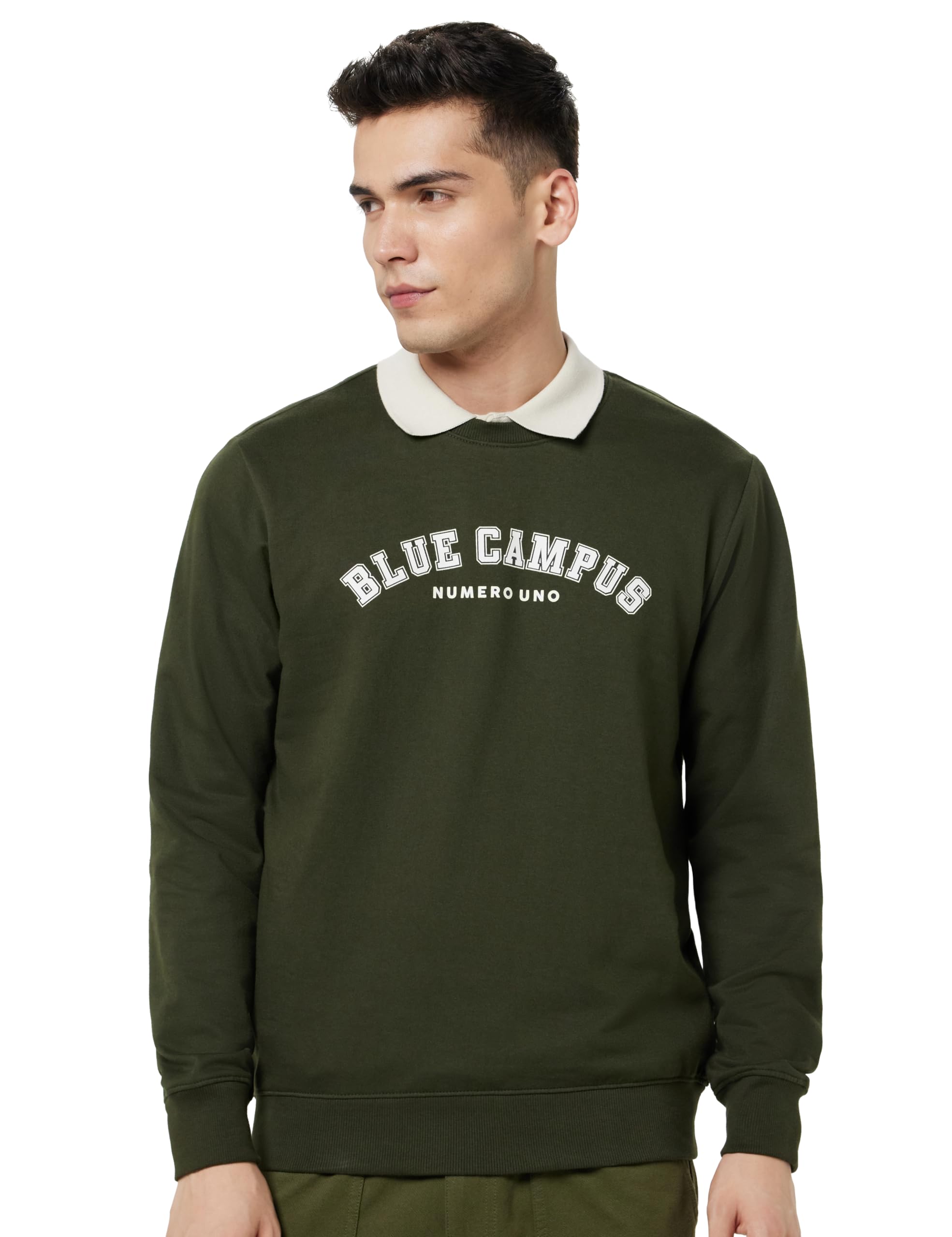 numero uno Men's Olive Graphic Pullover Sweatshirt-picture-24