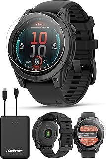 Garmin Fenix E (Slate Gray Steel/Black) Premium Multisport GPS Smartwatch Bundle - AMOLED Display, Long-Lasting Battery Life, Strength Workouts Portable Charger & HD Screen Protectors