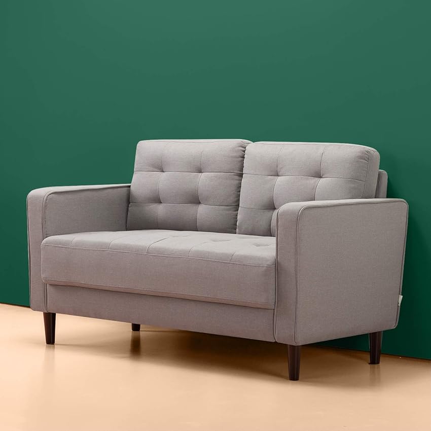 Zinus Benton Sofa - Divano a 2 posti 134x78x86 cm - Divano dal design Mid-Century con gambe affusolate - Grigio