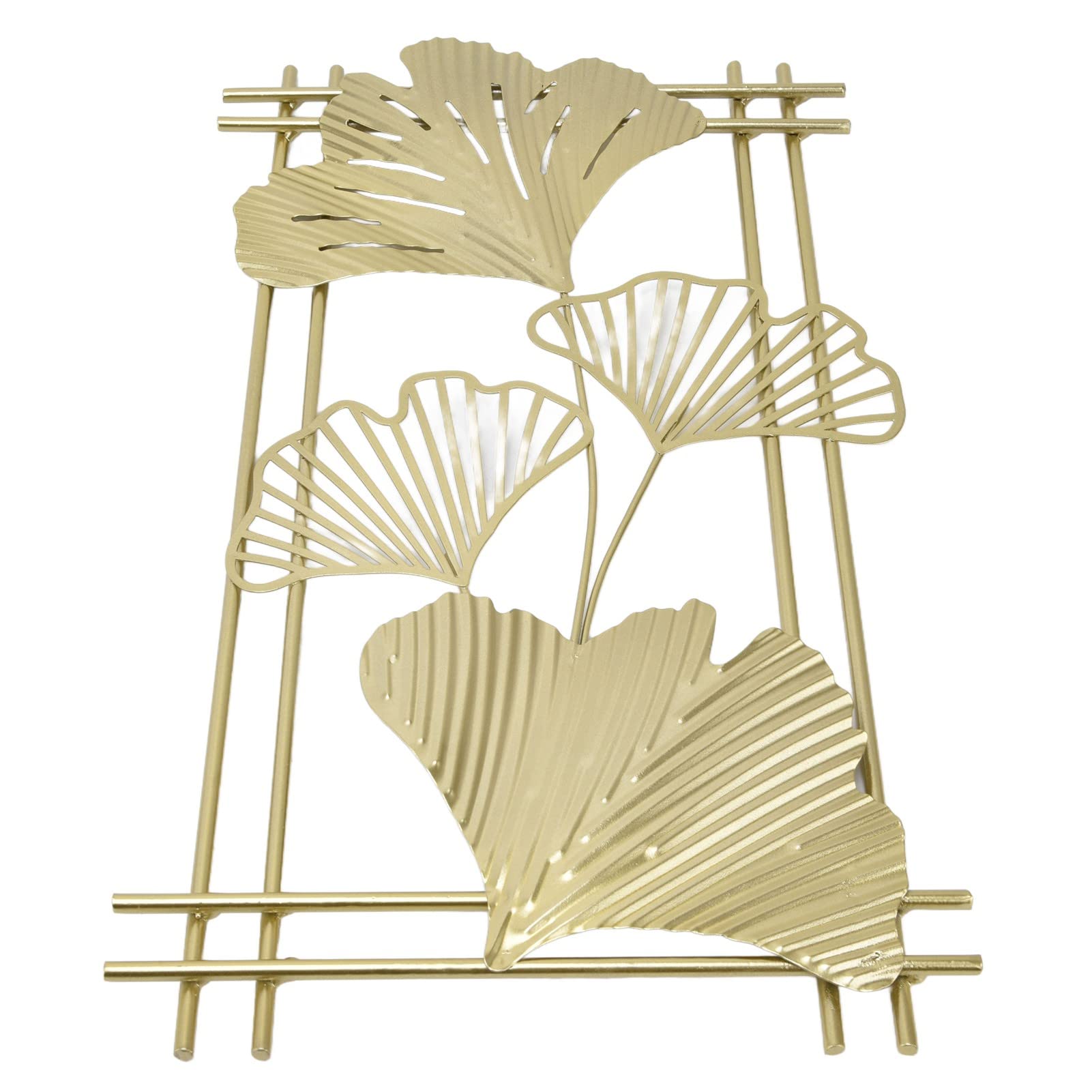 Golden Leaf Wall Decor, Charming Elegant Lasting Assembly Free Wall Hanging Art Sculpture with Frame for Hotel