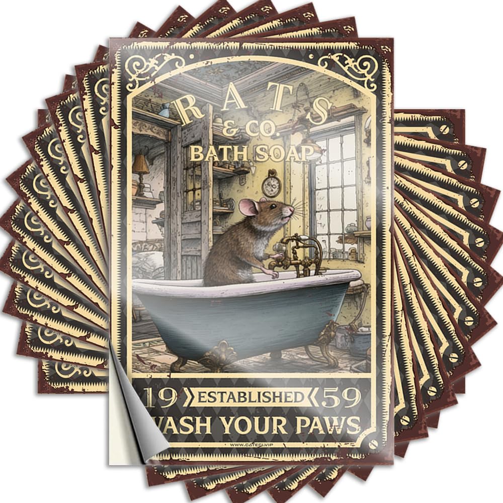 Quote Funny Easy Apply | Rats Bath Soap Wash Your Paws Funny Laptop Peel and Stick(8X12CM)