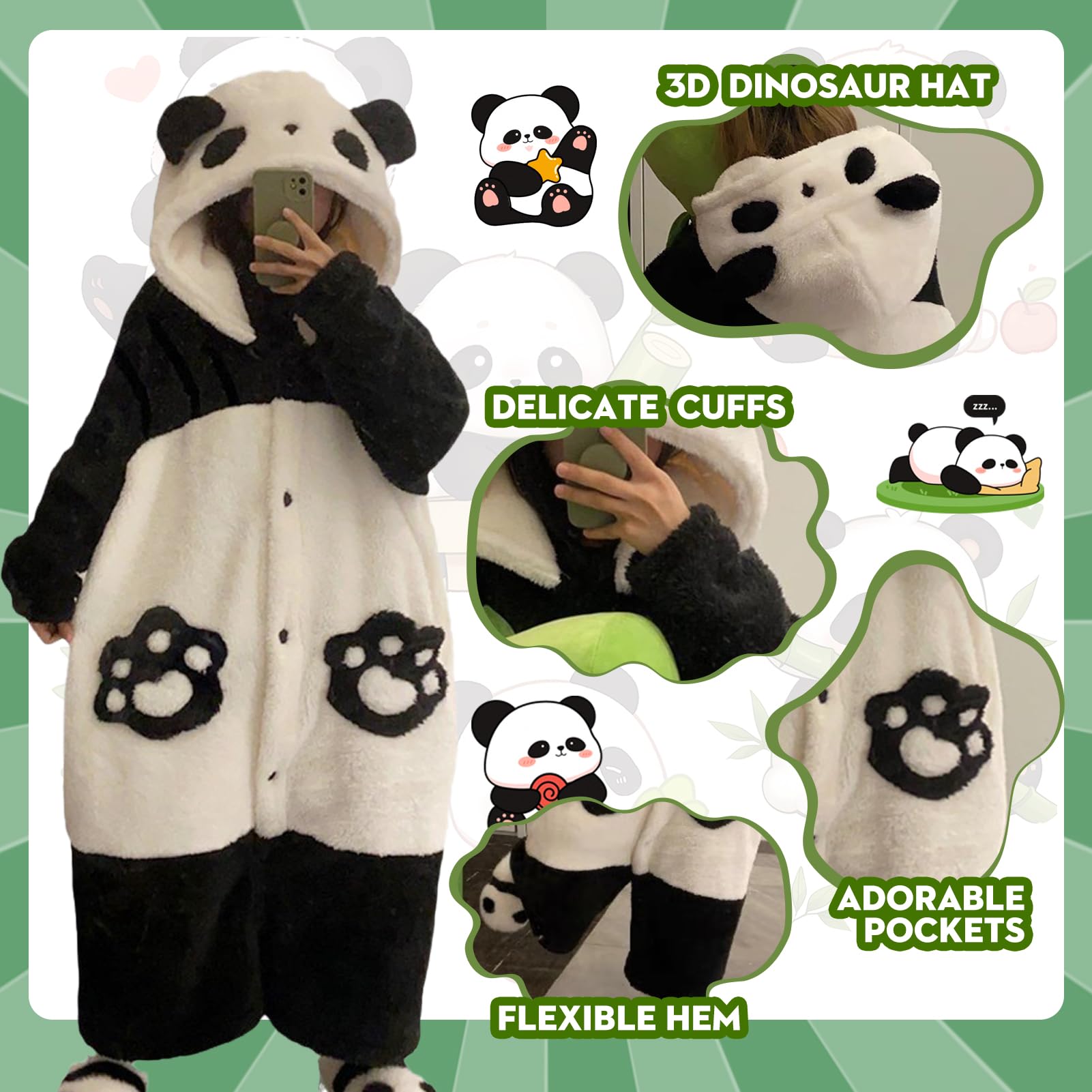 Pigiama Tuta Panda Unisex Adulto Animale Onesie Cosplay Halloween Carnevale Costume Donna Pigiama Costume Animale Inverno Famiglia