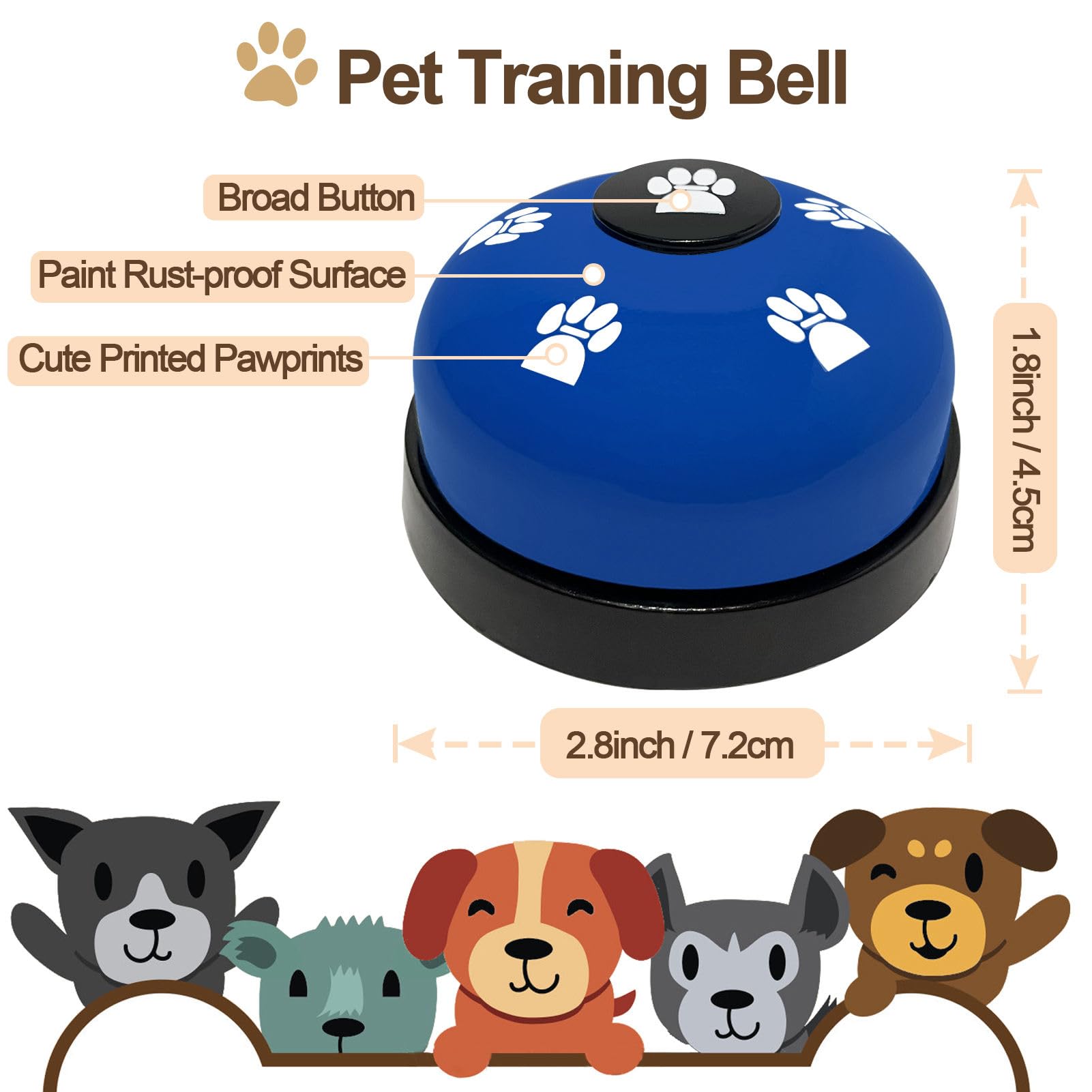 KEXIAVA 2 Pcs Dog Bells Toilet Training Dog Doorbell Dog Training Bell for Puppy Potty Adjustable Strap Dog Door Bell and Communication Device Dog Bell Cat Puppy Interactive Bell (Dark Blue) - Image 4