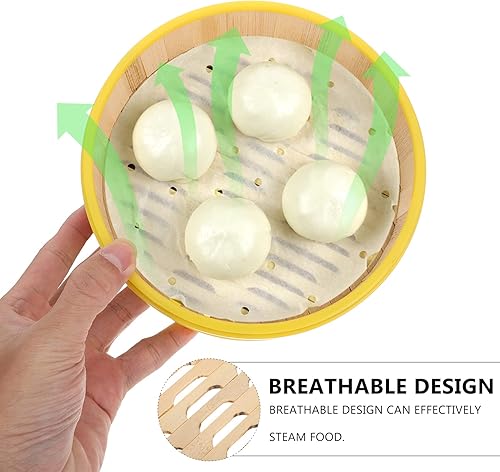 Miniatura 3 de DOITOOL Cesta de vapor de bambú, cocina china con tapa para cocinar albóndigas pescado verduras Dim Sum Bao pan arroz carne pescado 5 pulgadas vapor