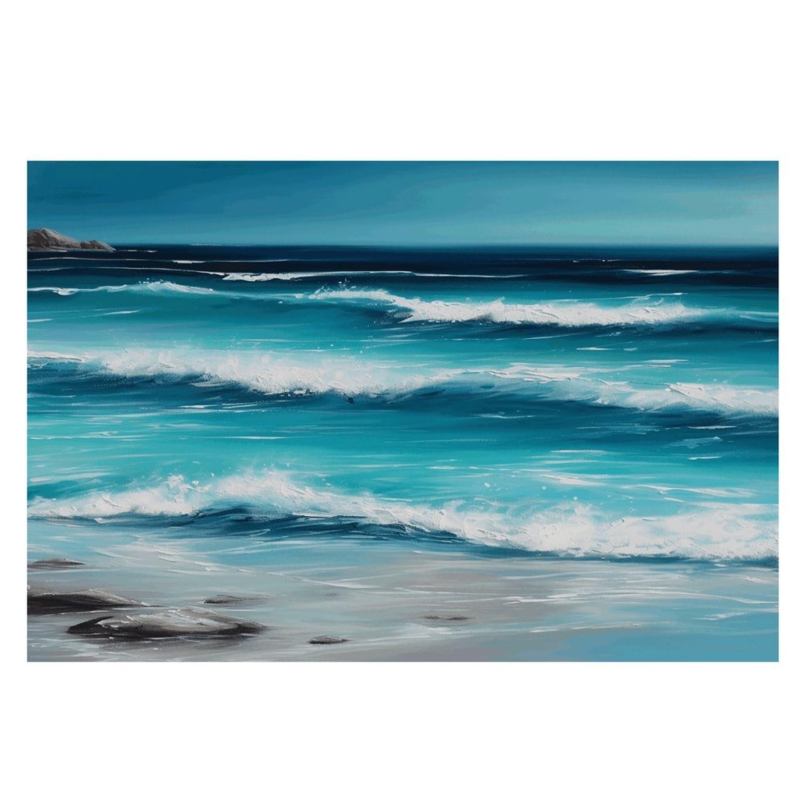 Turquoise Beach Original Seascape Placemats Wipeable Heat Resistant Table Mats Washable Flax Place Mats Elegant Cloth Non-Slip Placemat for Kitchen Dinning Party Table Decor 12 * 18 in