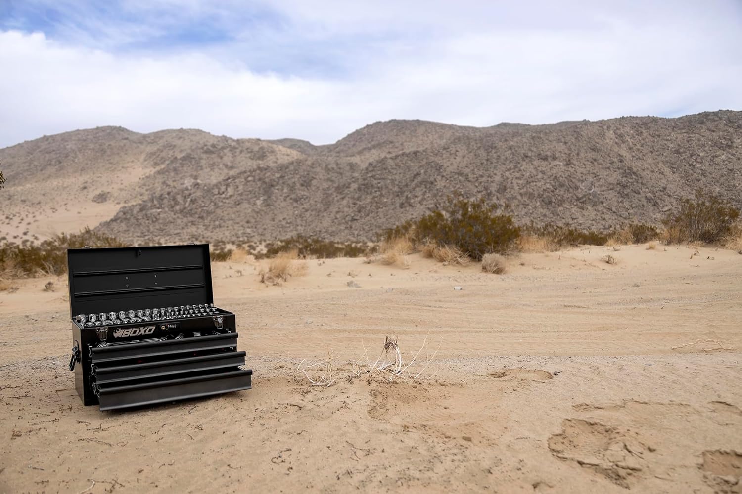 Boxo USA Heavy-Duty 3-Drawer Steel Tool Box - Portable Hand Carry Toolbox Organizer with Ball Bearing Slides & Secure Key & Digital Lock System (Black)