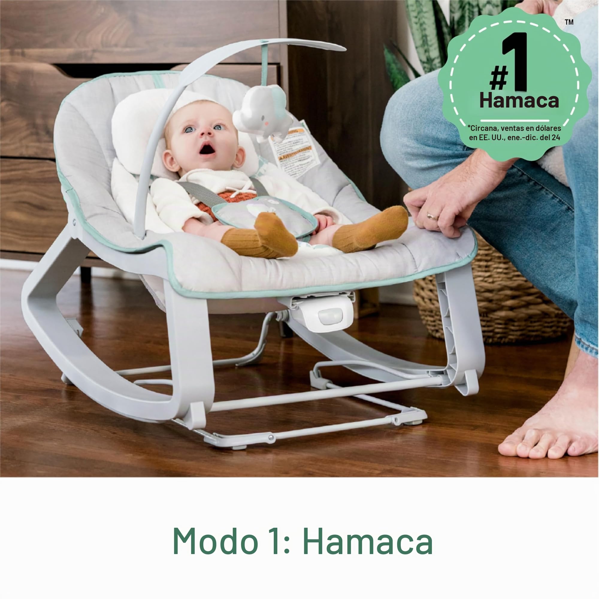 Ingenuity, Hamaca Mecedora para Bebés 3en1 Keep Cozy - Weaver, Vibraciones Relajantes, Arco de Juguetes, Arnés de 5 Puntos, 2 Reclinaciones, Unisex, desde recién nacidos hasta los 18 kg