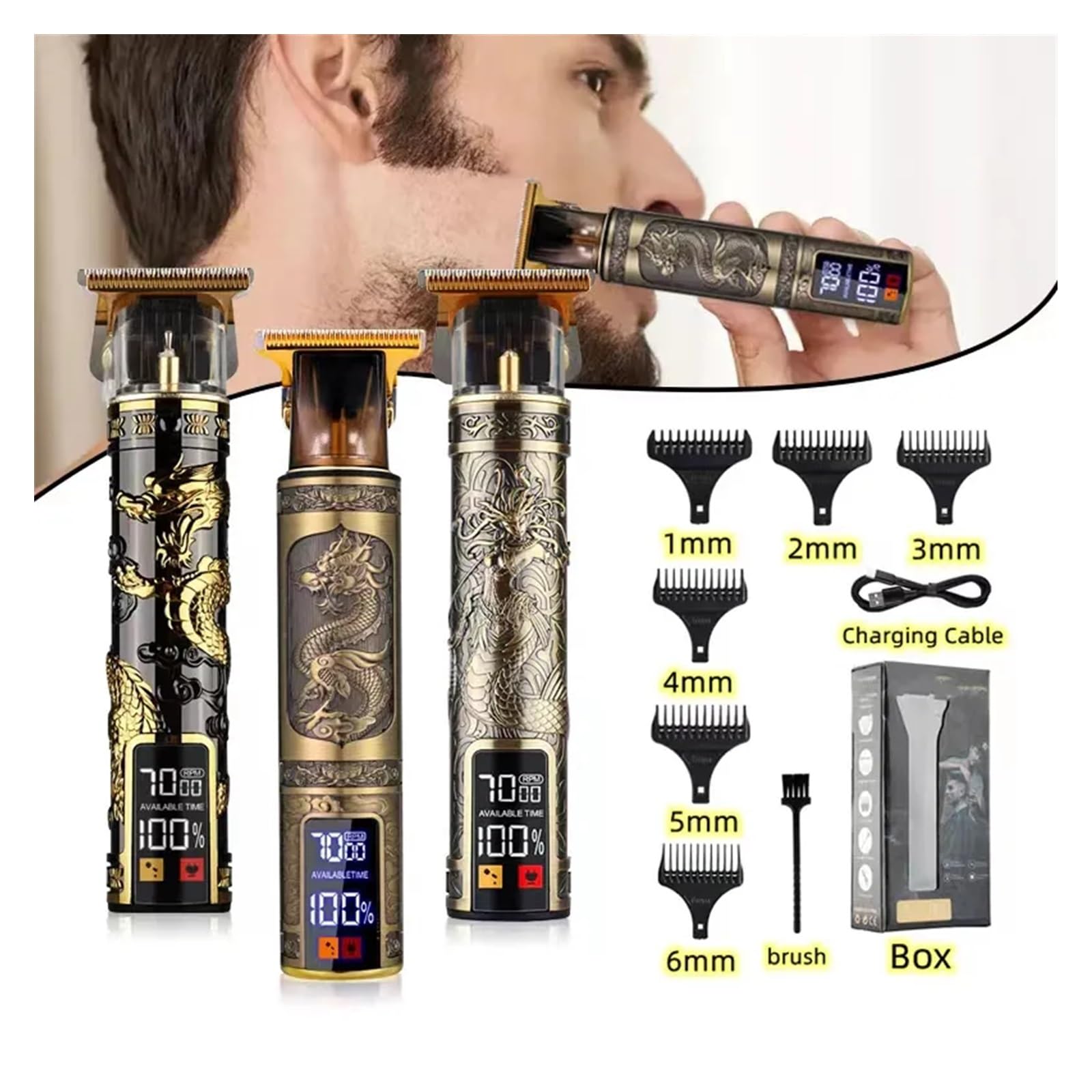 Rasoi T9 USB Elettrico Barbiere Ricaricabile Nuovo Barbiere Uomo Rasoio Rasoio Capelli Rasoio Professionale Mega Zero Macchina di Finitura Rasoio Ceramica (LCD Buddha)