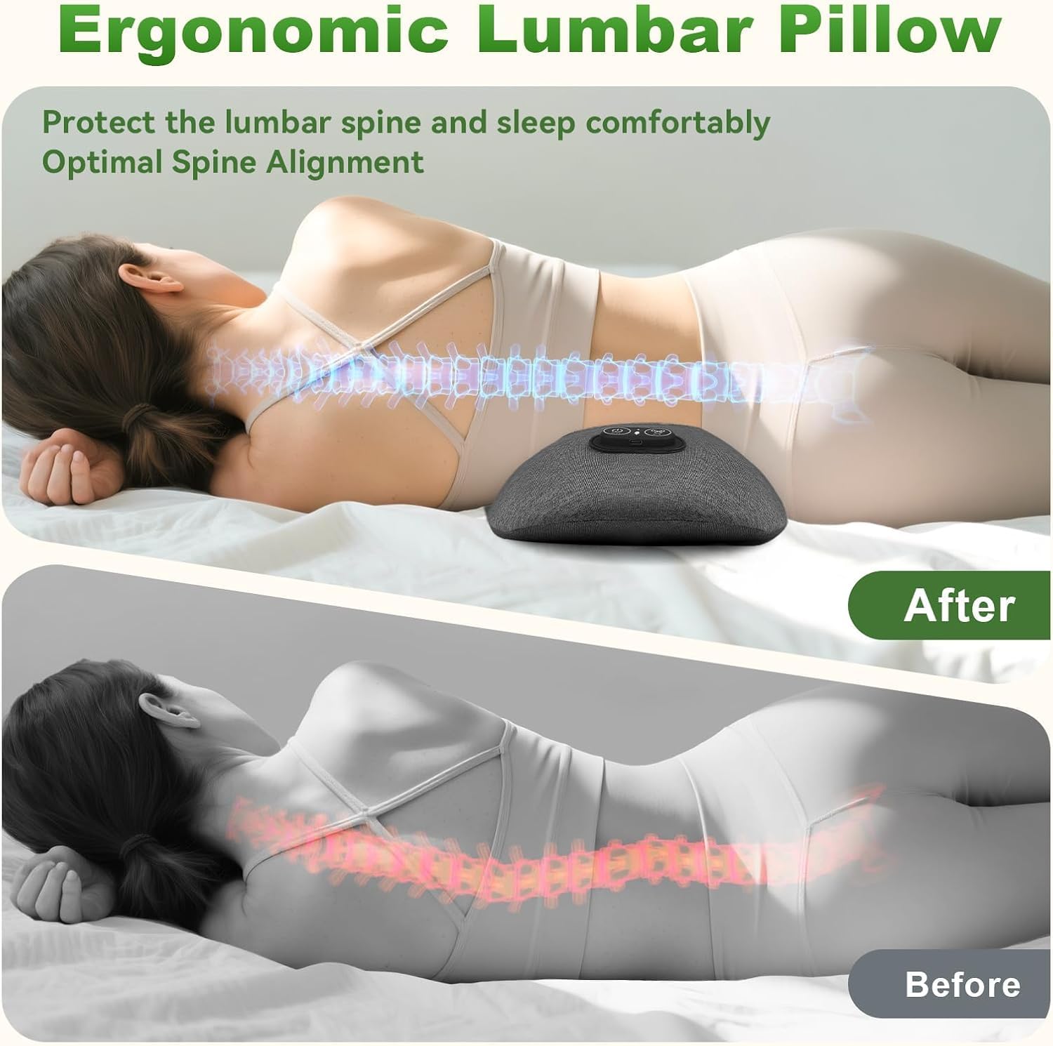 3 in 1 Triple Fusion Back Massager - Lower Back Massager with Heat,Vibration & Electric Stretching, Lumbar Support Massager for Lower Back Pain Relief