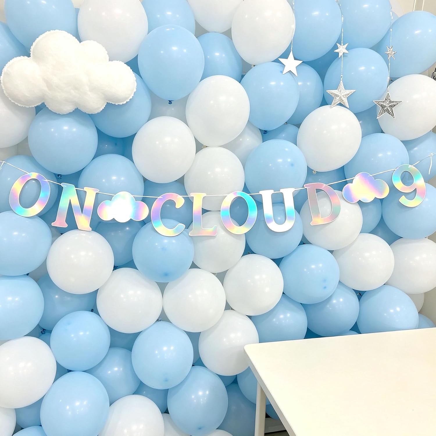 On Cloud 9 Banner White 9.8 Ft Birthday Decorations