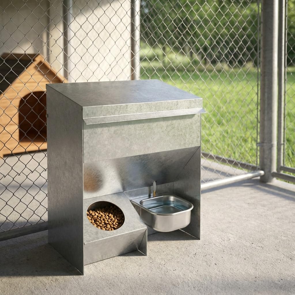 Suinga Bebedero Tolva para Perros y Gatos, Comedero 20 Kg con Depósito de 8 litros, 47x33x56 cm, Gris