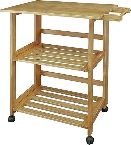 Casual Home Carrito de cocina natural plegable Trek, 27 pulgadas de ancho (372-30)