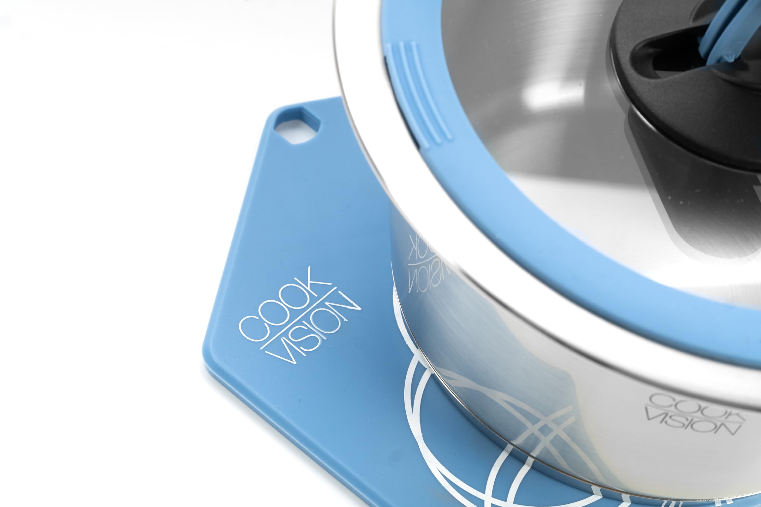 Set di pentole per famiglia, 17 pezzi, 4 pentole in acciaio inox per tutti i piani cottura, 3 coperchi in vetro, 2 padelle, 2 manici, salvaspazio, accessori innovativi (blu)