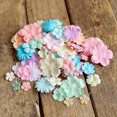 Miniatura 3 de Hecho a mano, 100 piezas de flores mixtas de 0.709 in - 2 pulgadas de papel de morera, flores de papel de morera, álbum de recortes, boda,