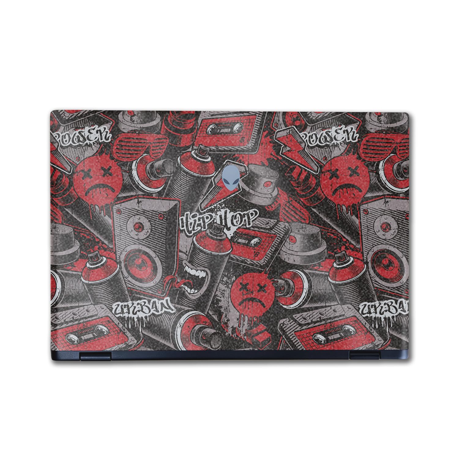 Glossy Glitter Laptop Skin Compatible with Alienware M16 R2 (2024) - Red Hip Hop - Premium 3M Vinyl Protective Wrap Decal Cover - Easy to Apply | Crafted in The USA by MightySkins