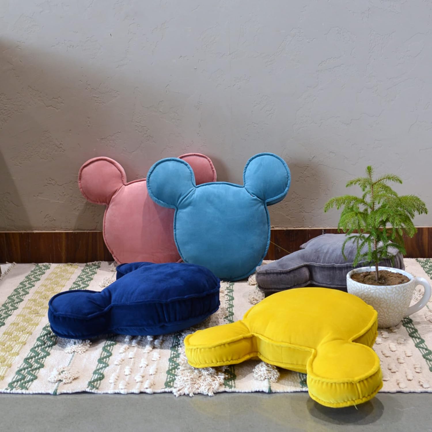 Disney Mickey Mouse Shaped Decorative Pillow - Kids Super Soft Throw Plush Pillow - Measures 17 Inches (Official Disney Product)(Grey)