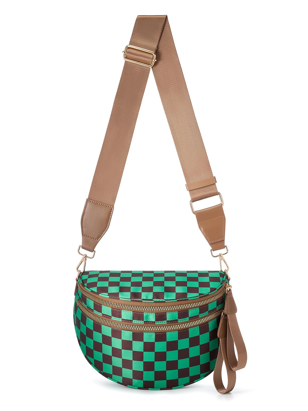 Black and White Checkered Crossbody Bag Bum Bag for Women,Spacious Checkered Purse Fanny Packs Belt Bag