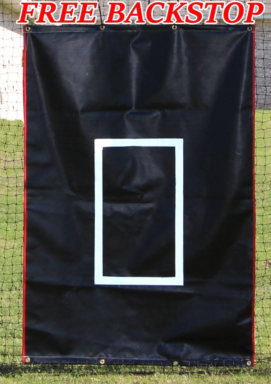 Select #24-50' Batting Cage & Frame Corners with 4'x6' Heavy Vinyl Backstop with Target Zone (Large, 50 ft)