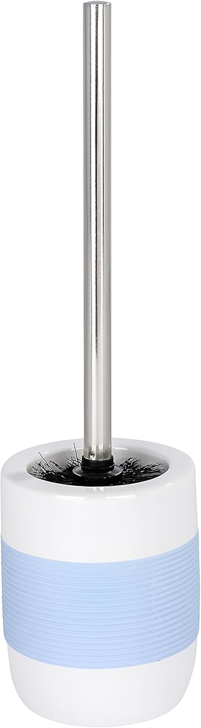Wenko 21676100 Toilet Brush Set, Ceramic, 11.2 x 40 x 11.2 cm, White/Bahia Blue