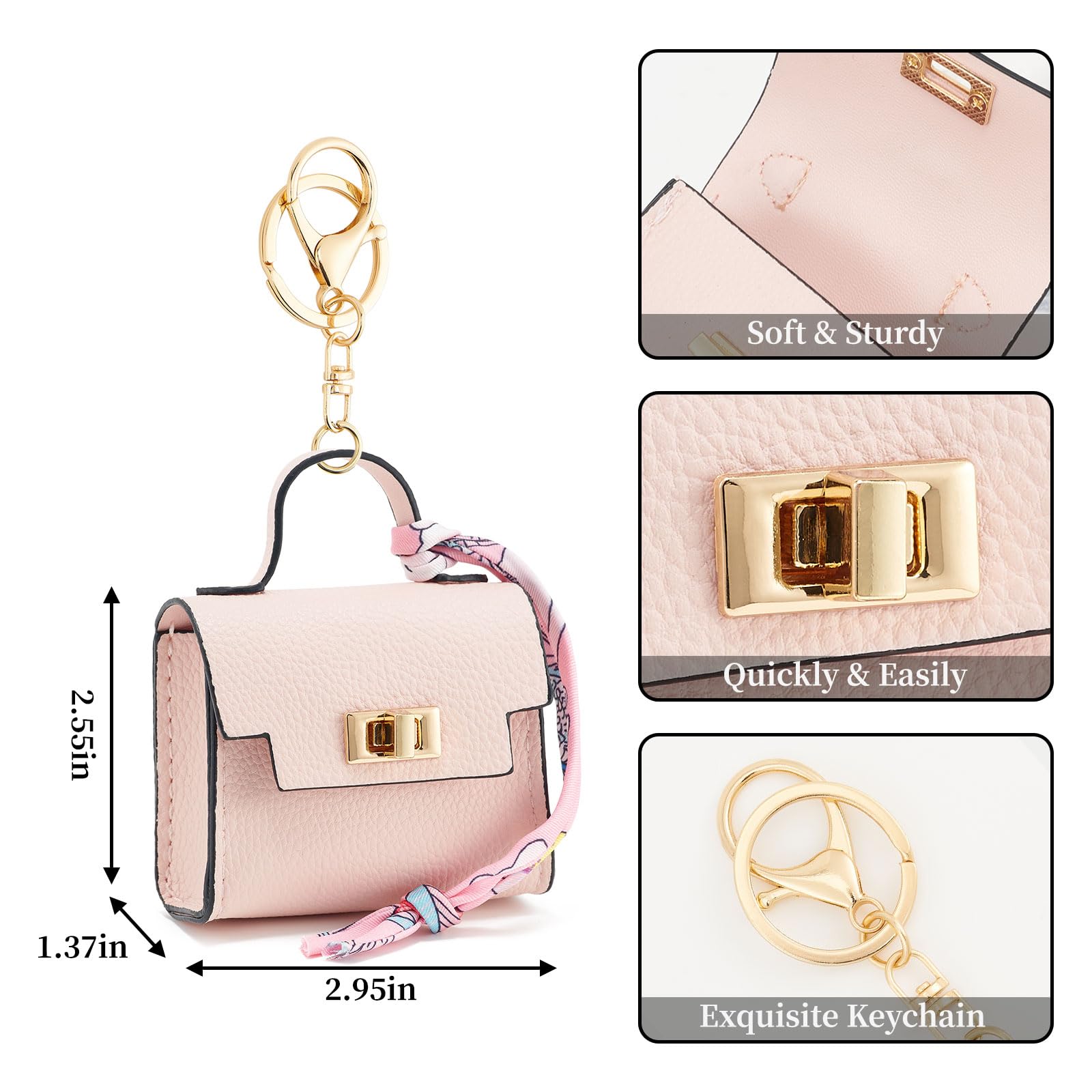 ZOUIQSS Coin Purse Mini Handbag Keychain for Women,Creative Pendant Keyrings Makeup Bag,Small Change Pouch Coin Purse Zipper(Pink) - Image 2