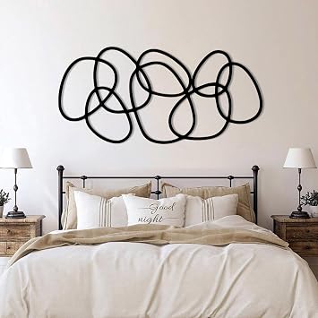 YDONVTI Square Geometric Metal Wall Art, Luxury Modern Metal Wall Art, Mid Century Wall Decor, Minimalist Home Decor for Living Room, Bedroom, Housewarming Gift Black, 35"x17"/90x43cm
