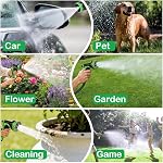 50FT Expandable Garden Hose, Flexible Lightweight Water Hose with 10-Function Spray Nozzle, Kink-Free Leak-Proof Hose, All-Weather Yard Hose for Lawn, Yard, RV, Car Wash (Green Black, 50FT)