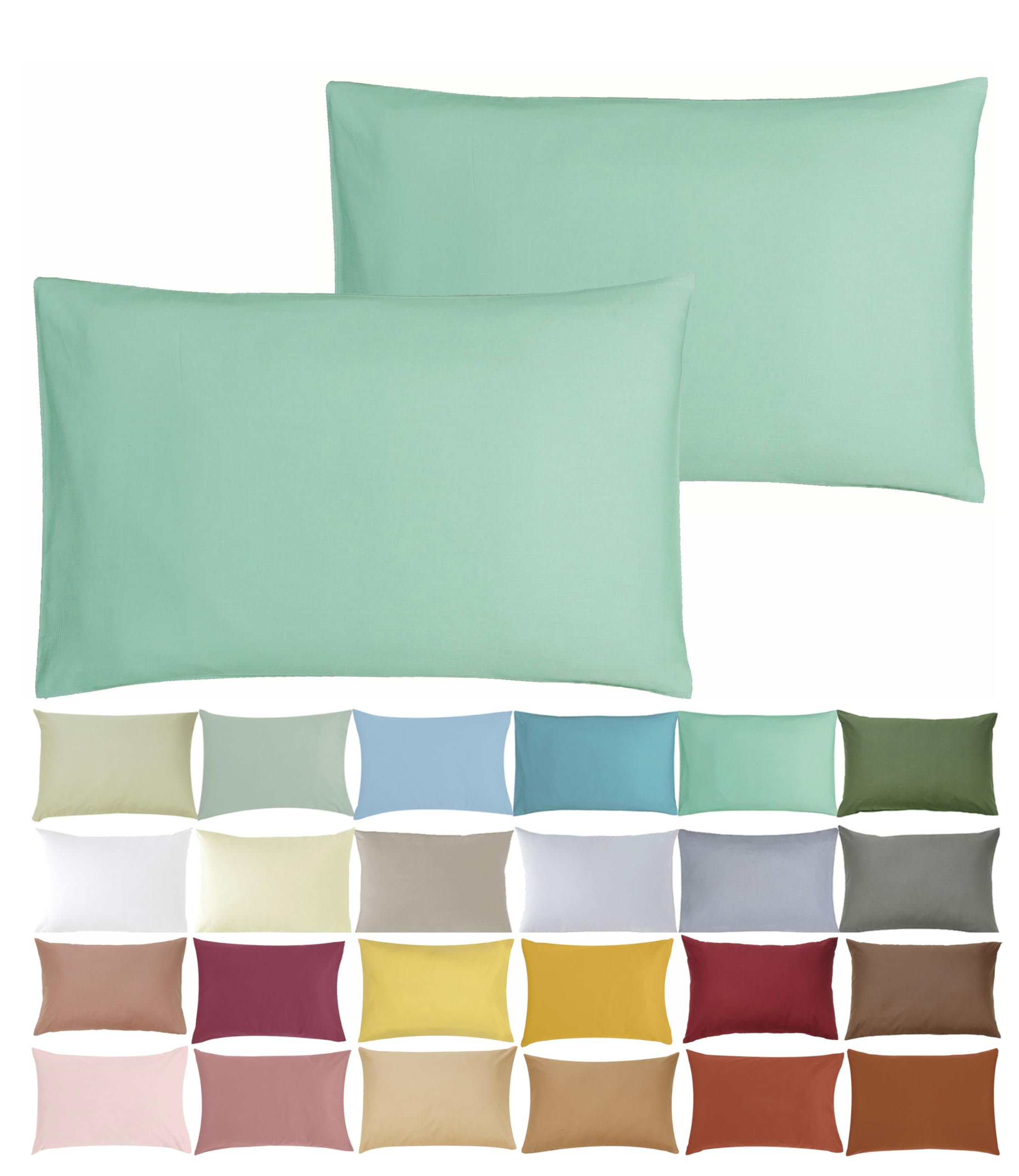P'Tit Basile - Set x2 Federe Cuscino - 40x60 cm Cotone Superiore, 57 Fili / 2cm, Puntino per Dolcezza - Colori Disponibili - Turchese, 40x60 cm