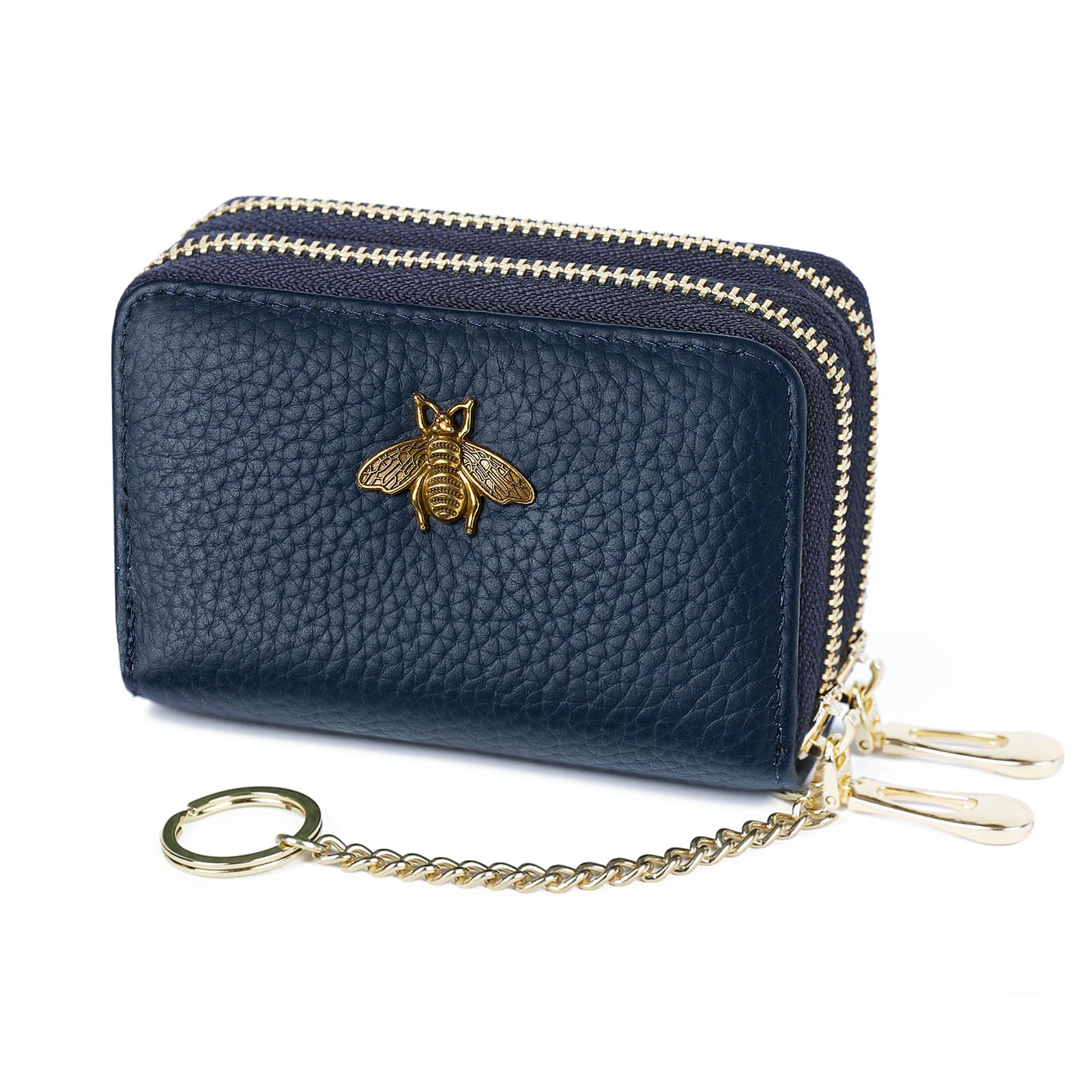 imeetu RFID Credit Card Holder, Small Leather Zipper Card Case Wallet for Women