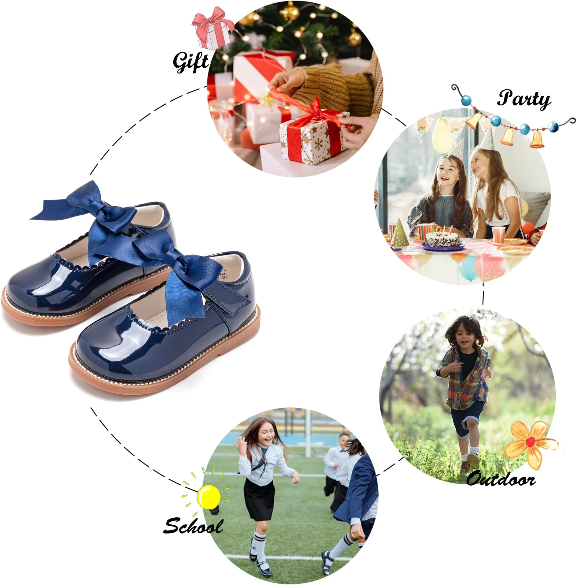 Felix & Flora Toddler Little Girl Mary Jane Dress Shoes - Ballet Flats for Girl Party School Shoes