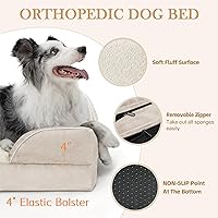 Vista 173 de Comfort Expression Cama ortopédica para perros extra grandes de 45 x 35 pulgadas, cama para mascotas XL de espuma tipo caja de huevos impermeable