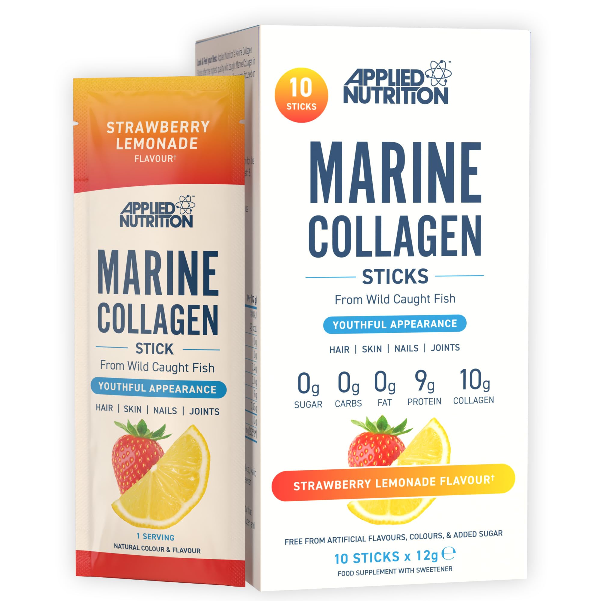 Applied Nutrition Marine Collagen Sticks (10x12g) Strawberry Lemonade - Białka - Kolagen