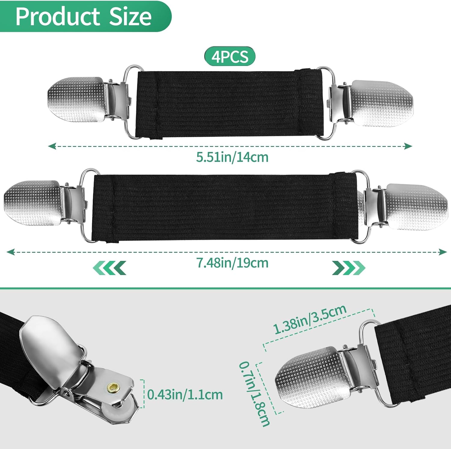 Stainless Steel Glove Clips for Kids and Toddlers, Winter Mitten Holders, Elastic Travel Hat Clips