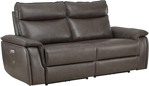 Miniatura 3 de Lexicon Raelynn Power - Sofá biplaza reclinable doble, color marrón oscuro