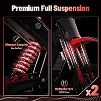 Vista 6 de IN10 Moto eléctrica todo terreno, velocidad máxima de 40 MPH, rango máximo de 53 millas Bicicleta eléctrica Rojo