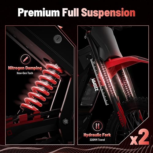 Miniatura 6 de IN10 Moto eléctrica todo terreno, velocidad máxima de 40 MPH, rango máximo de 53 millas Bicicleta eléctrica Rojo