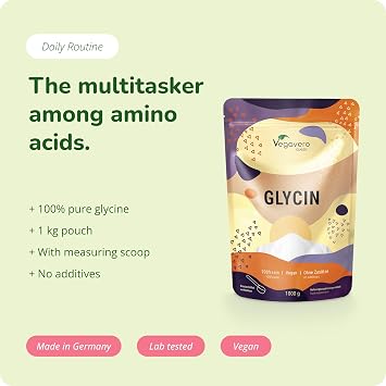 Vegavero Pure Glycine Powder 1 kg | 3000 mg Daily Dose | NO Additives, Lab-Tested | Recovery, Muscle & Collagen Synthesis | with Measuring Spoon | Vegan
