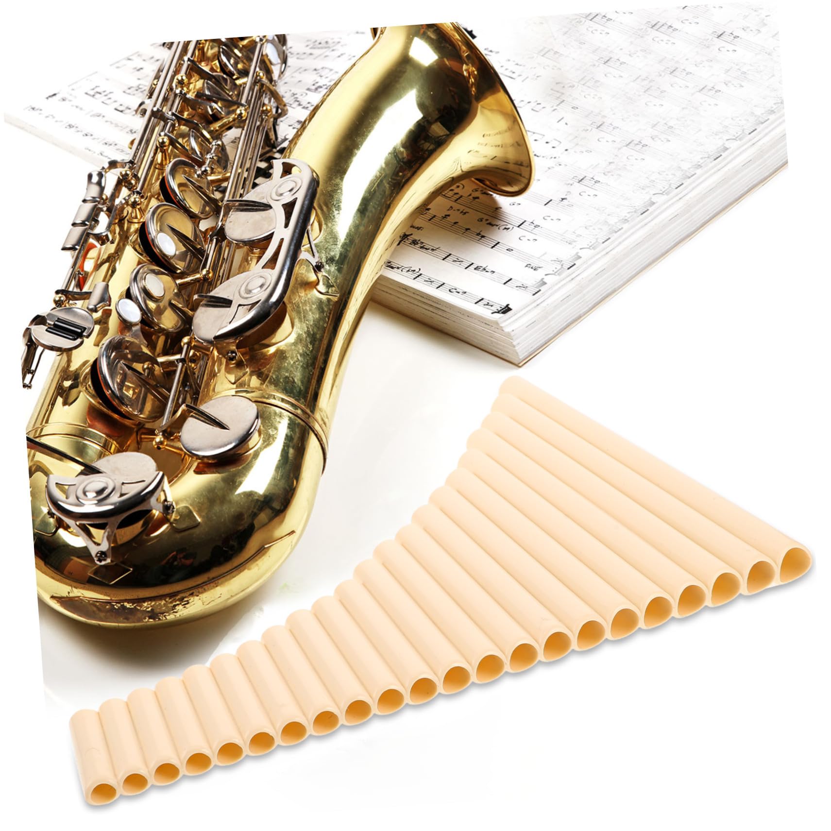 TOYANDONA Flauto di Pan a 22 Canne in Sol Strumento Musicale Tradizionale Fiato Design Elegante in Bianco Avorio per Esibizioni e Apprendimento